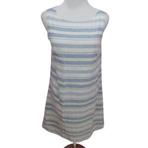 SALE Beachlunchlounge Shift Dress Sz S Blue White Striped Linen Cotton
